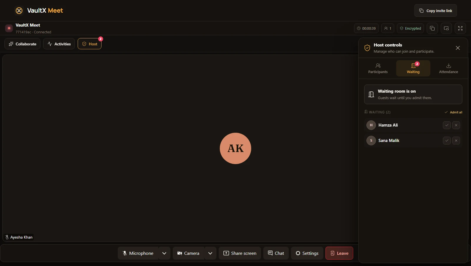 VaultX Meet screenshot 3